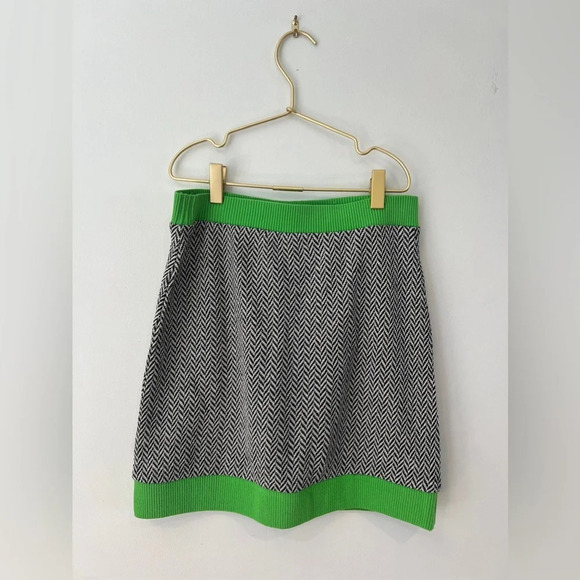 ZARA Woman Mini Knit short short Skirt Jacquard Neon Lime Green Trim  small - Picture 5 of 5